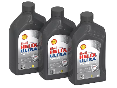 Shell Helix Ultra 5W40 Premium Motor Oil Three Bottles Product 3d model