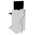 White Locker Cabinet Featuring Monitor Blueprint Display Keyboard Tray And Foot Pedal