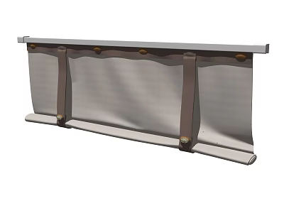 Simple Modern Curtain With Rod Hooks And Fabric For Home Interior Use 3d model