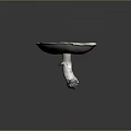 Large White Mushroom With Umbrella Shaped Cap And Textured Stem On Gray Background