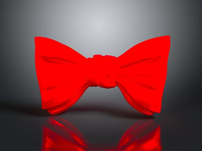 Stylish Red Bow Tie with Shiny Reflective Surface and Smooth Texture Design 3d model