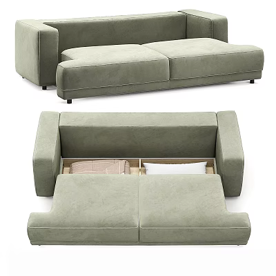 Modern Light Green Upholstered Sofa With Storage Compartment And Comfortable Seats 3d model