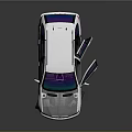 White BMW SUV With Colorful Gradient Windows Open Doors And Silver Wheels