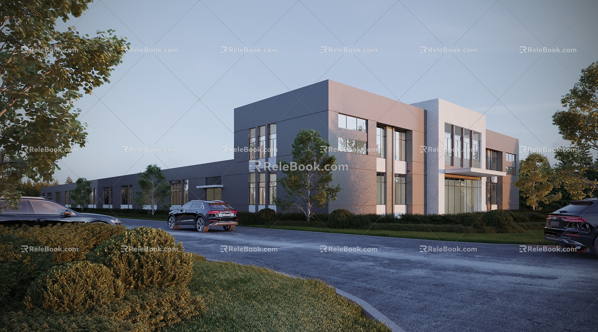 Modern factory building, factory building, office building, warehouse building 3d model