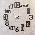 Modern Minimalist Wall Clock with Mixed Arabic English and Roman Numerals on Concrete Background