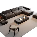 Modern L Shaped Sofa And Coffee Table Set With Side Table Ottoman And Accent Chair