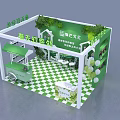 Spring Packaging Station With Pastoral Life Culture Green Plants Small House Model Balloons And Tables