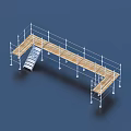 Construction Scaffolding Structure With Metal Frames Wooden Planks Safety Rails And Ladder