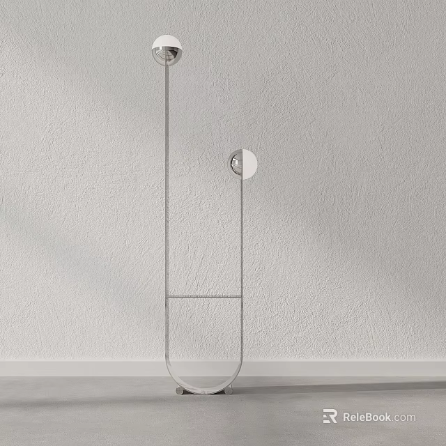 Modern Minimalist Floor Lamp With Sleek Metal Frame And Glass Base Against Neutral Wall 3d model 