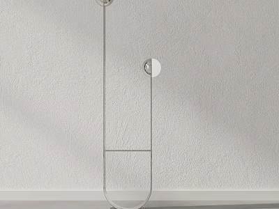 Modern Minimalist Floor Lamp With Sleek Metal Frame And Glass Base Against Neutral Wall 3d model