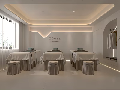 Modern Beauty Hair Salon Interior With Relaxing Treatment Beds And Elegant Lighting Setup 3d model