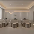 Modern Beauty Hair Salon Interior With Relaxing Treatment Beds And Elegant Lighting Setup