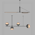 Modern Pendant Lights With Spherical Lamps And Linear Metal Frame For Interior Design