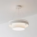 Modern Minimalist Chandelier With Double Ring Design And Soft Lighting In Interior Space 3d model