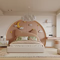Light Pink Kids Room With Arch Headboard Cloud Moon Star Decor And Soft Rug