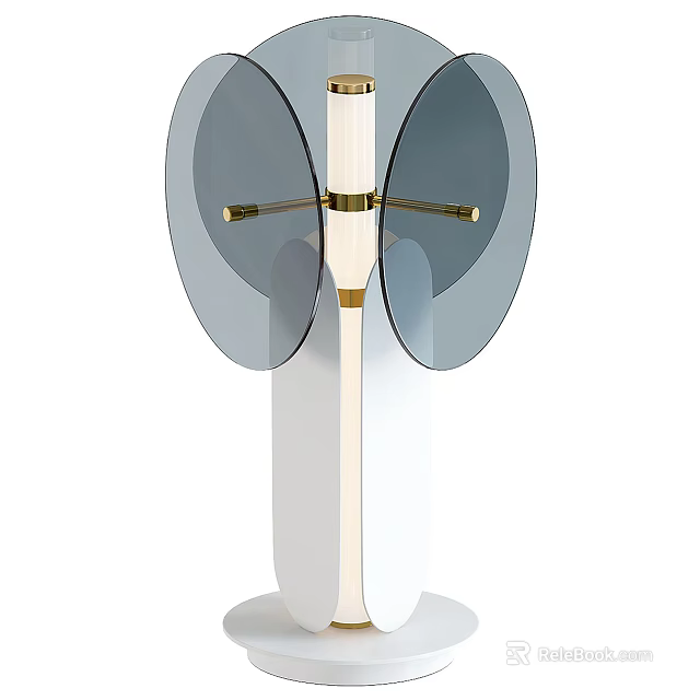 Modern Elegant Table Lamp With Transparent Glass Shades Gold Accents And White Base 3d model 