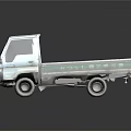 Old Rusty Truck With White Cab Green And Red Flatbed Body On Dark Background