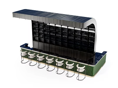 Modern island counter bar chair dining table and chair combination 3d model