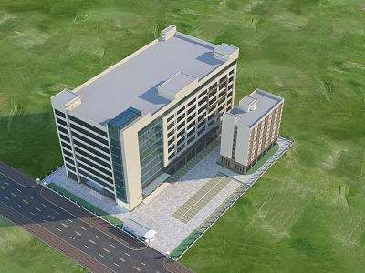 Aerial Planning View of Modern Building Complex With Green Area Road and Parking Lot 3d model