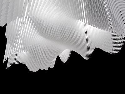 Modern White Ceiling Design With Wavy Honeycomb Texture And Draped Lighting Lines 3d model