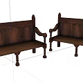 Traditional Wooden Public Chairs With Carved Backrest And Ornate Armrests