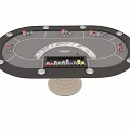 Premium Entertainment Table With Poker Tabletop Design Playing Cards And Colorful Chips