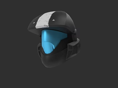Tactical Weapon Helmet With Black White Stripe And Blue Visor Design 3d model