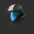 Tactical Weapon Helmet With Black White Stripe And Blue Visor Design 3d model