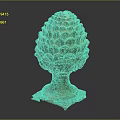 Ancient Bronze Pinecone Decorative Sculpture With Scaly Texture And Base 3d model
