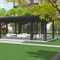 Modern Residential Landscape With High Rise Building Green Trees Neat Lawns And Pedestrian Walkway