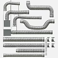 Various Flexible and Rigid Metal Pipes with Curved and Straight Sections