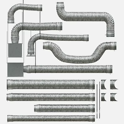 Various Flexible and Rigid Metal Pipes with Curved and Straight Sections 3d model