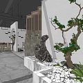 Modern Office Open Layout With Bookshelves Tables Chairs Pendant Lights Green Plants And Minimalist Design