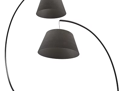 Modern Floor Lamp With Two Black Fabric Shades And Arched Metal Frame Design 3d model