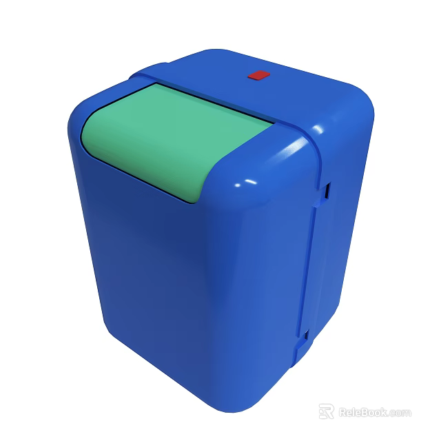Blue Paper Shredder With Green Top And Red Button For Office Use 3d model 