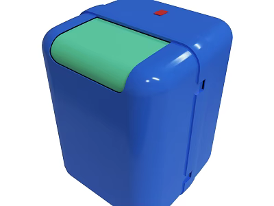 Blue Paper Shredder With Green Top And Red Button For Office Use 3d model