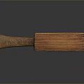 Handcrafted Wooden Sculpture Carving Artwork With Long Strip Shape And Detailed Striped Texture