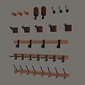 Wall Mounted Wood And Metal Hooks With Multiple Designs For Home Organization And Storage