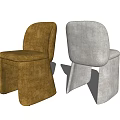 Modern Brown And Light Gray Velvet Accent Chairs With Curved Backrest And Block Legs