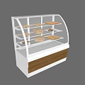 Modern Display Showcase With Transparent Glass Door Multiple Shelves And Wooden Drawers For Pastries
