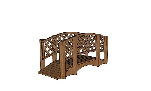 Modern Bridge Landscape Entrance Villa Courtyard Corridor Frame Small Bridge Wooden Bridge Plank Road Chair 3d model