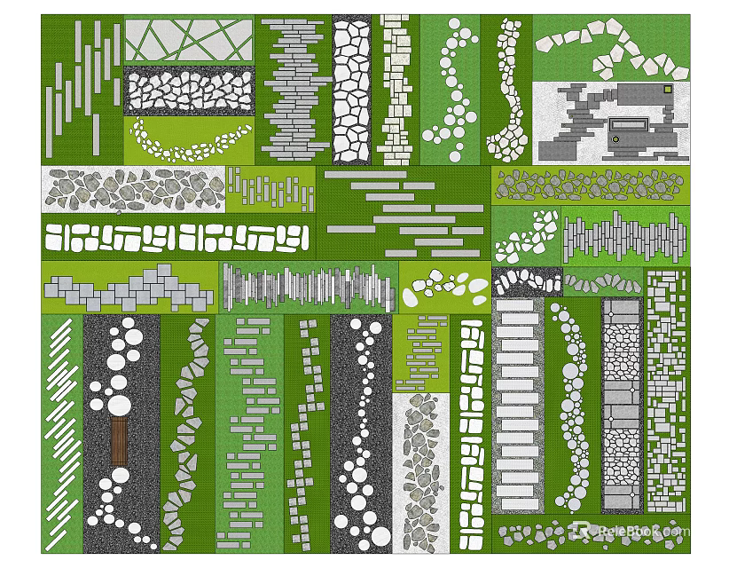 Road Facilities Design Featuring Various Pavement Types Sidewalks And Green Belts 3d model 