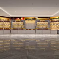 Large Wine Cabinets Display Area with Various Wine Bottles in Spacious Modern Interior 3d model
