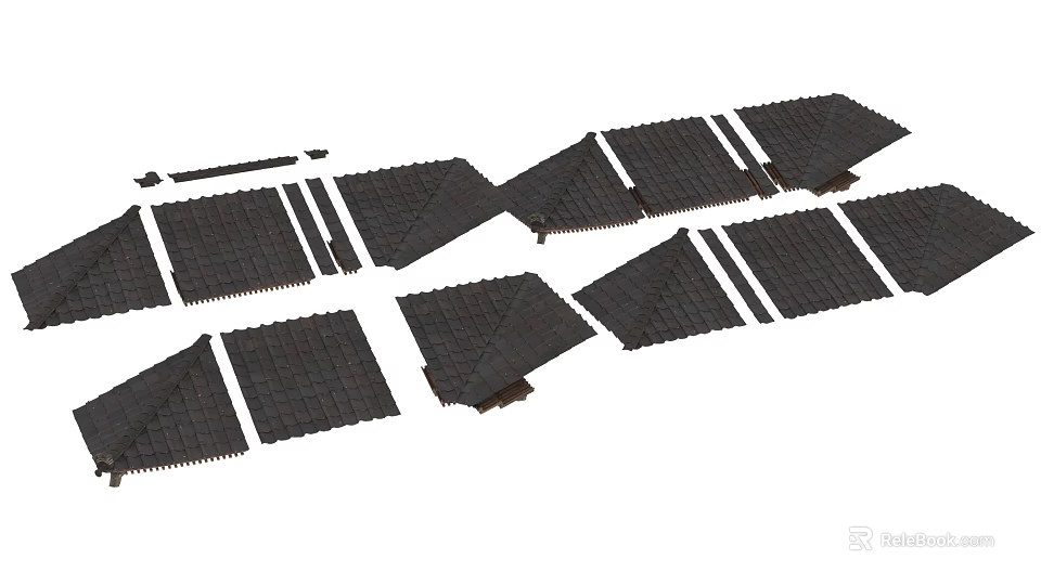 Roof Tile Building Components With Various Shapes And Angles For Construction Use 3d model