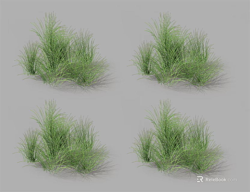 Lush Green Tufted Grass Clumps For Natural Garden Landscaping Decor 3d model 