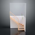 Modern Wooden Curved Staircase With White Wall And Railing Design