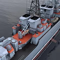 Warship At Sea With Distinct Structures And Decks 3d model