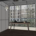 Modern Home Balcony Interior Design With White Cabinets Wooden Table And Large Windows