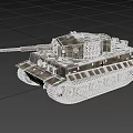 Detailed Military Tank With Camouflage Paint Number 22 Tracks And Cross Symbol