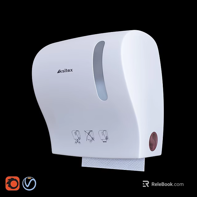 Aidex White Wall Mounted Hand Towel Dispenser With Transparent Window For Bathroom Kitchen Hygienic Use 3d model 